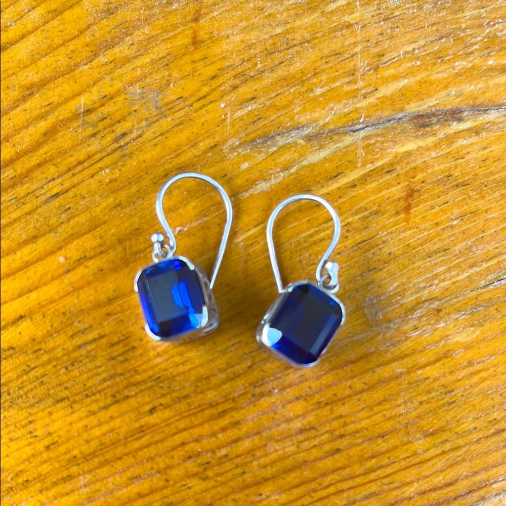 Silver and Blue stone Earrings